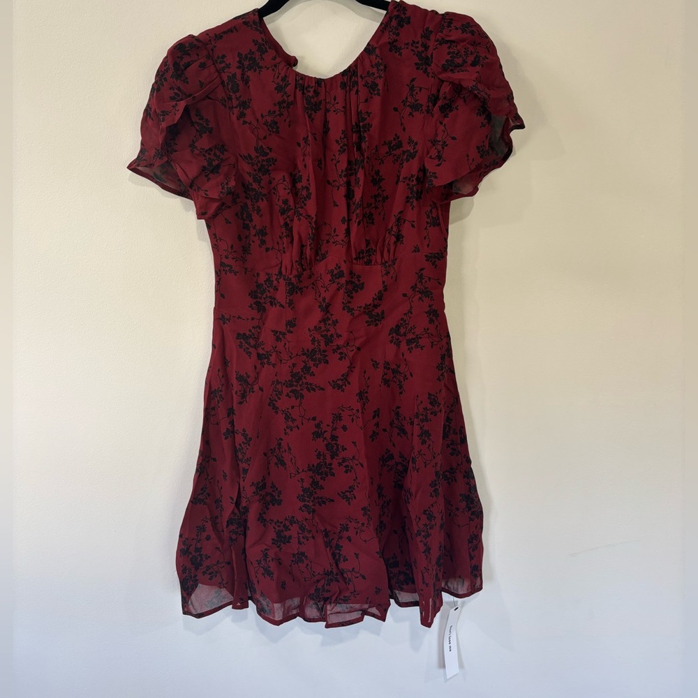 Reformation Lula Floral Mini Dress Paramour Fit & Flare Red Black
